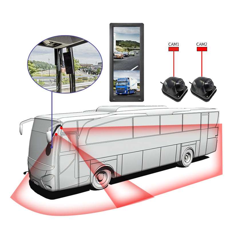 12.3 Inch HD Electronic Rear View Mirror Monitor System For Truck Buses With Two Cameras