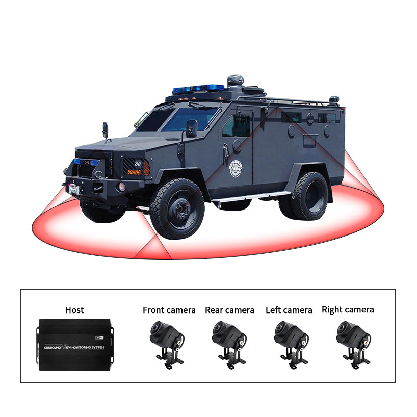 HD Night Vision 360 Degree Surround View Camera 3D Bird View Monitoring System For Coach Bus Van Explosion Proof Police Car