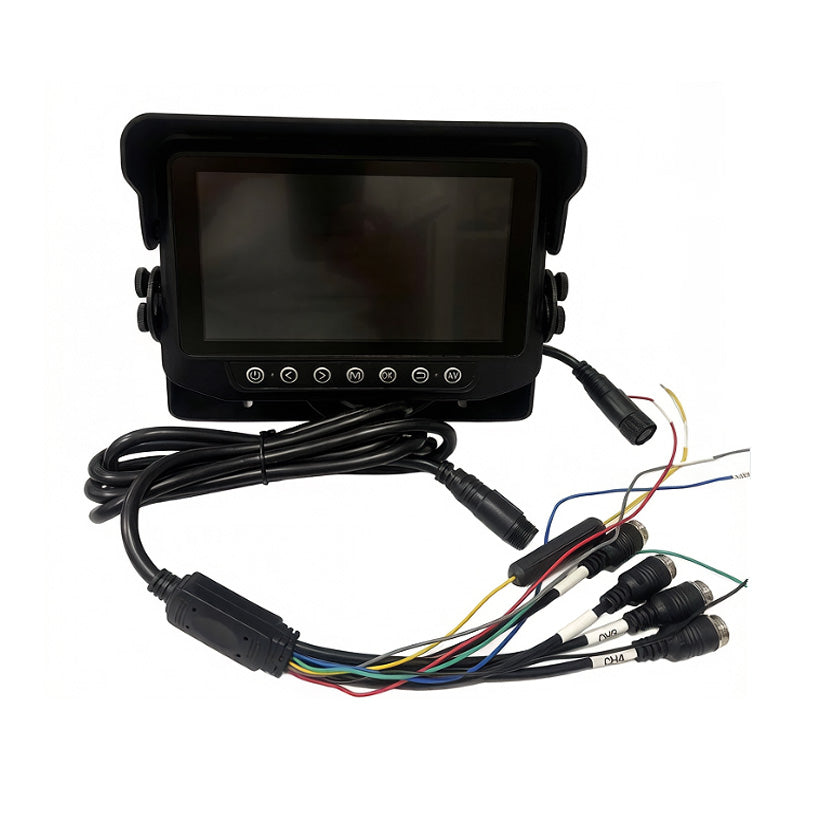 AHD 4CH 7inch Metal Waterproof Monitor HD Backup Car Monitor for Tractor Excavator Forklift Heavy Duty