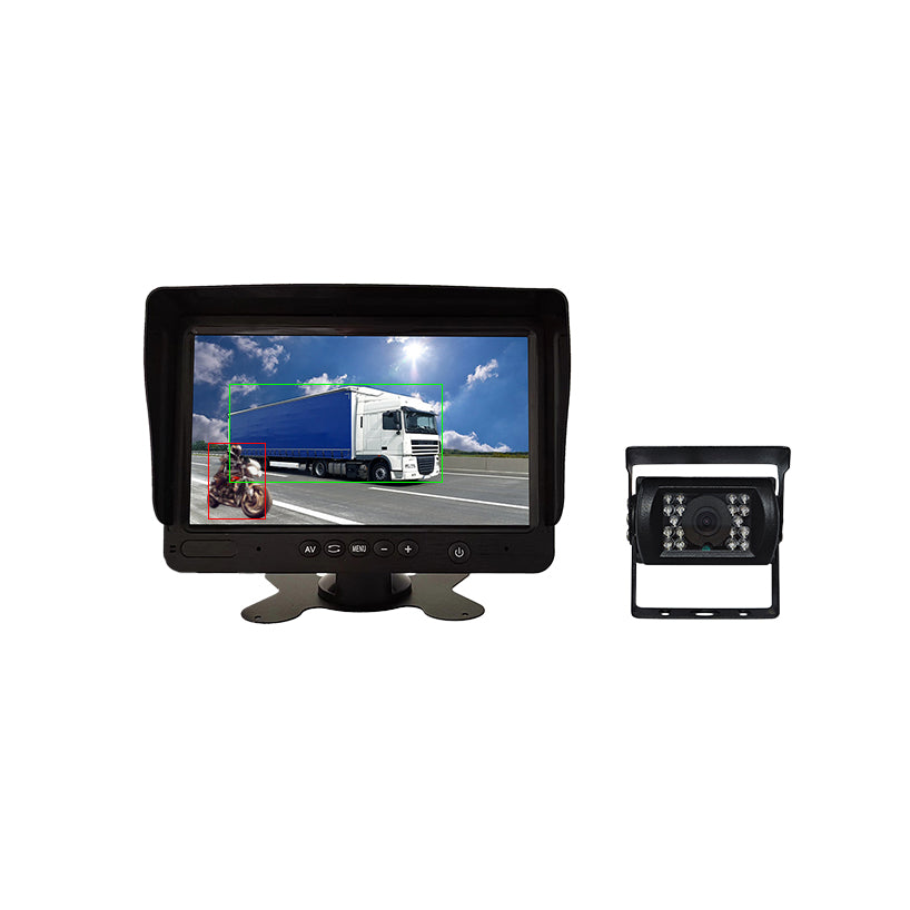 When the 7-inch AI camera encounters people or cars, it will promptly alarm through the 7-inch BSD display.