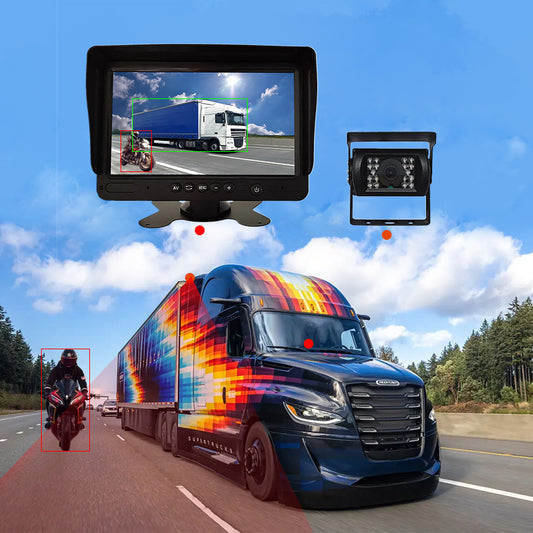 When the 7-inch AI camera encounters people or cars, it will promptly alarm through the 7-inch BSD display.