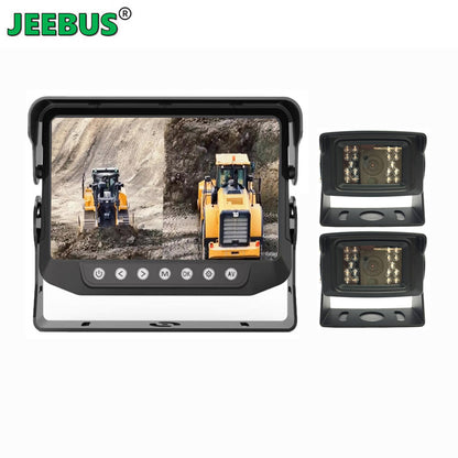 AHD 7inch 2CH Metal Waterproof Monitor with 1080P HD Backup Reverse Camera for Tractor Dozer Harvester
