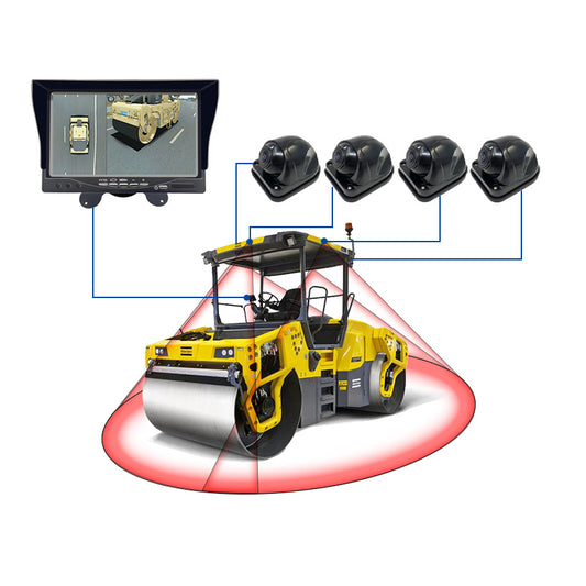 HD Night Vision Waterproof 3D 360 Degree Bird View Camera System with 7inch Monitor For Double Drum Vibratory Road Roller
