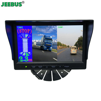 HD7inch 2CH Monitor Support Video Recorder with 1080P Front Rear Reverse Camera and 12PCS Ultrasonic Sensor Monitor System