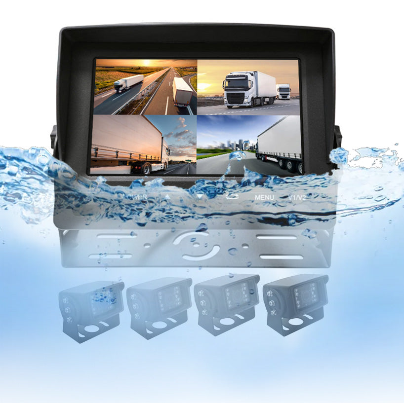 HD Night Vision Waterproof 24V Backup Camera with Metal Waterproof IP69K 4CH 7inch DVR Monitor Kit