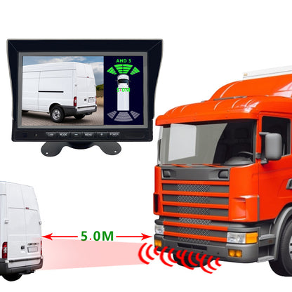 AHD 7"2CH 4PCS Ultrasonic Reverse Sensor with 1080P Front Rear View Camera Monitor System for Trucks Buses Heavy Duty