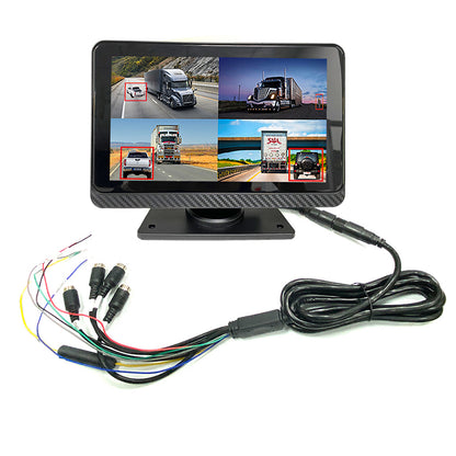 4CH BSD Touch Monitor with Camera System and LED Warning Lights for HeavyDuty Safety for Forklifts, Bulldozers, Excavators,Loaders