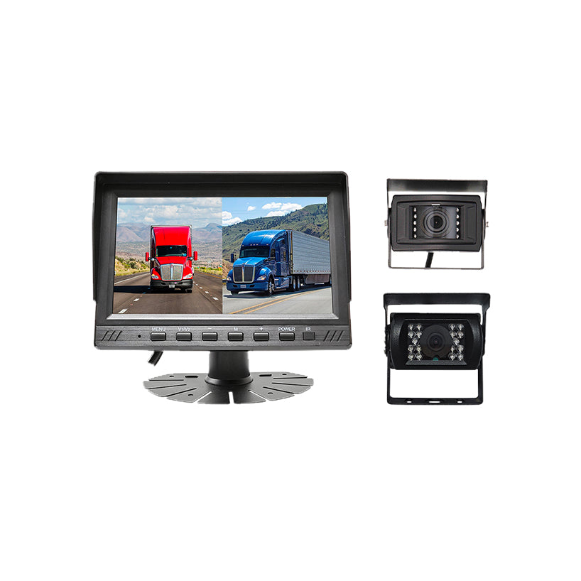 HD 1080P 2CH 7 inch DVR Monitor with Front&Rear Backup Car Reverse Camera Monitoring System