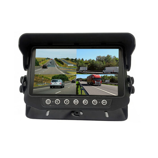 AHD 4CH 7inch Metal Waterproof Monitor HD Backup Car Monitor for Tractor Excavator Forklift Heavy Duty