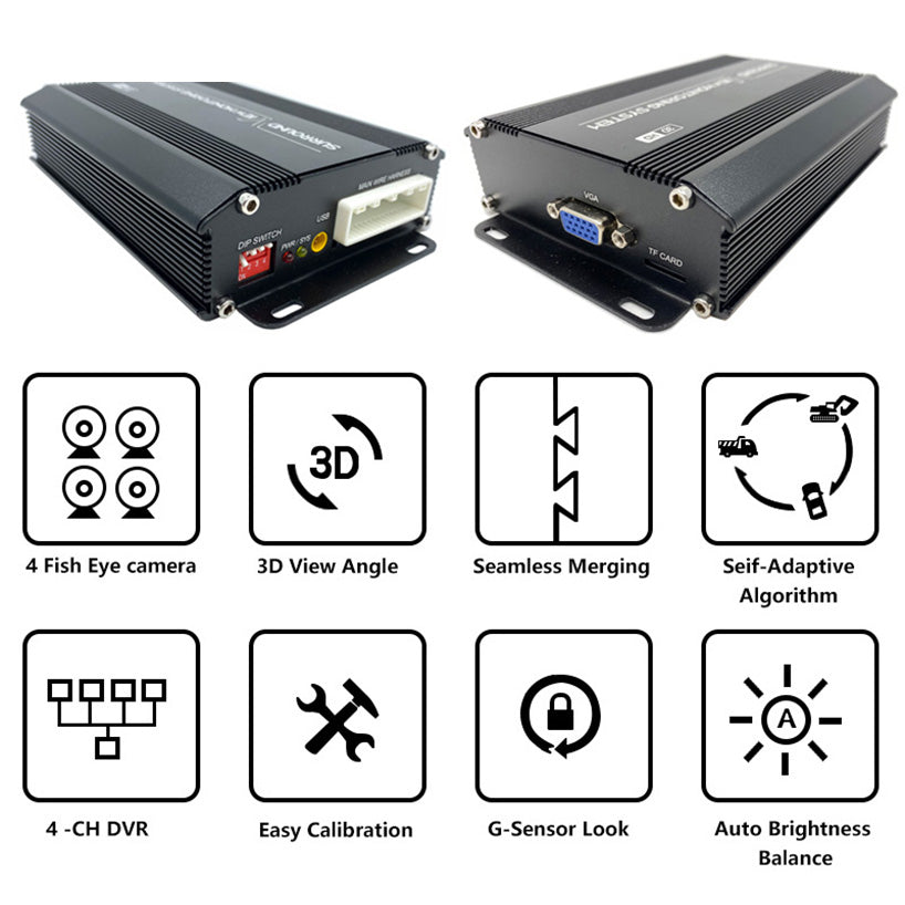 HD Night Vision Waterproof 3D 360 bird view system with 7inch Monitor