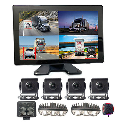 4-Channel BSD Touch Monitor & LED Red Zone Light Kit for Forklifts – Complete Warehouse Safety System