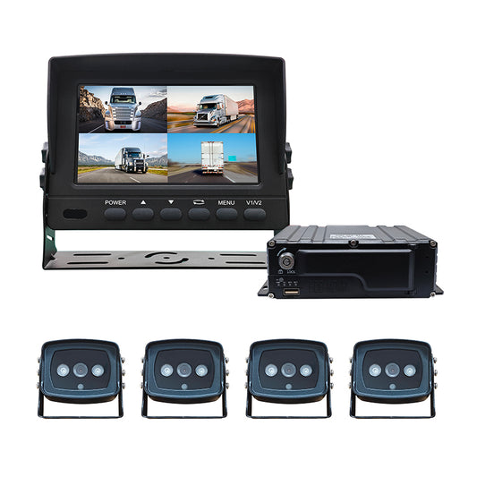DVR With 4 Bus Cameras And A 10.1 Inch 4-split Monitor